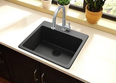 NEW - Quartz Classic Drop-in Composite 25 in. Single Bowl Kitchen Sink NEW - Quartz Classic Drop-in Composite 25 in. Single Bowl Kitchen Sink